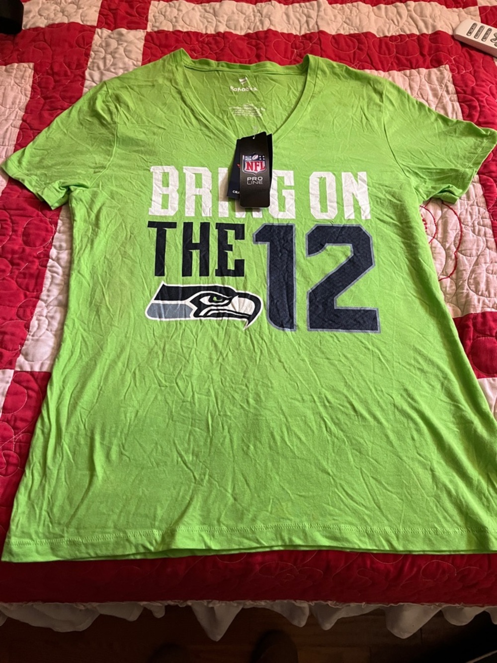 NFL Seattle Seahawks Neon Green "Bring On The 12" Tee NEW!